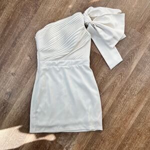 Karlie Bridal Shower White One Shoulder Bodycon Bow Shoulder Dress